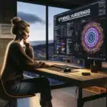 Norwegian creatives review ai generated artwork with an ethical checklist on screen