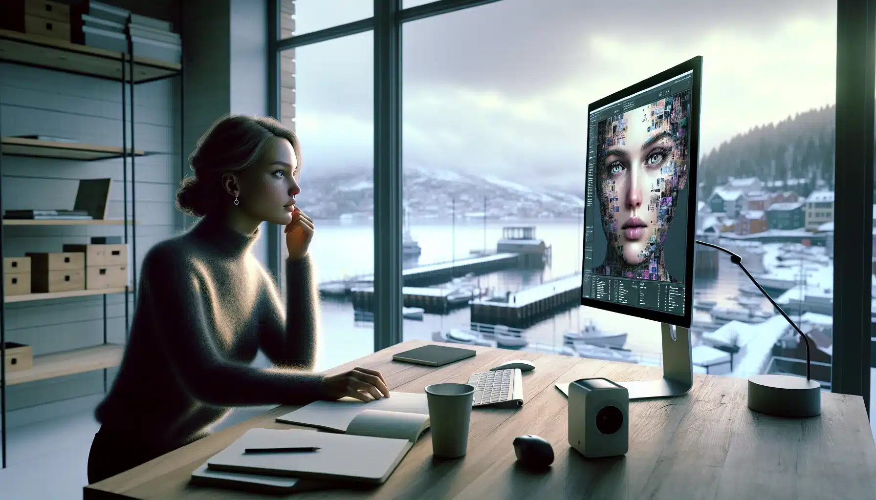 Norwegian designer in studio reflecting on ethical dilemmas in ai‑generated art.